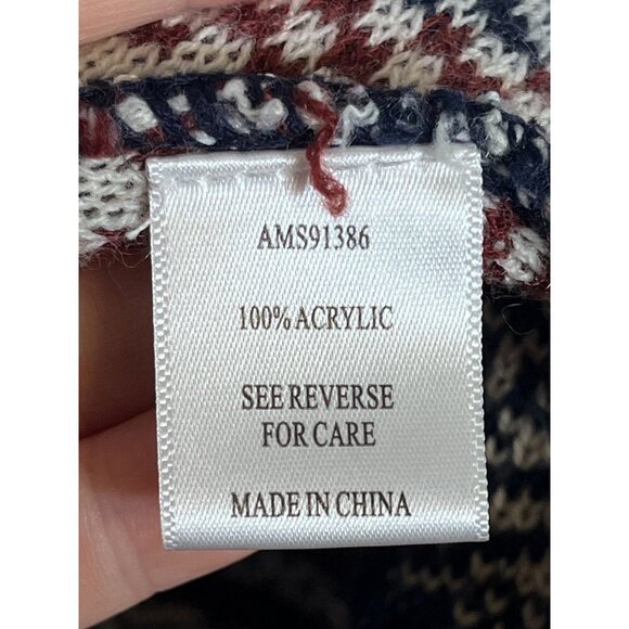 Alison Andrews Sweater L Blue Western Boho Argyle Chevron Concert Southwest Soft - Picture 11 of 11